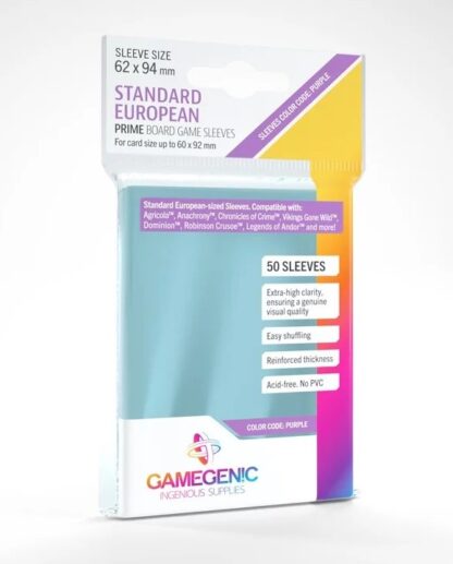 GameGenic Standard European Board Game Sleeves 62 x 94 mm (50) Colour Code: Purple